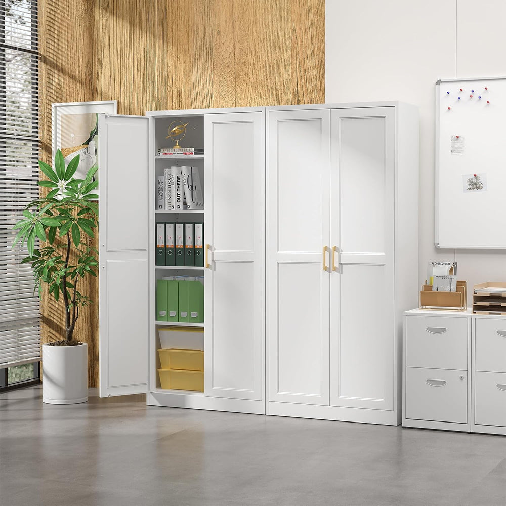 Steeloong 71"Metal Pantry Storage Cabinet with Doors & 4 Adjustable ...