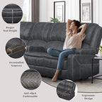 Manual Reclining Sectional Sofa Set, 7 Seats Soft Dutch Velvet Recliner Corner Sectional Couch, Family-Sized L-Shaped Recliner Couch with USB Charging, Thickened Padding, Sturdy Frame, Grey