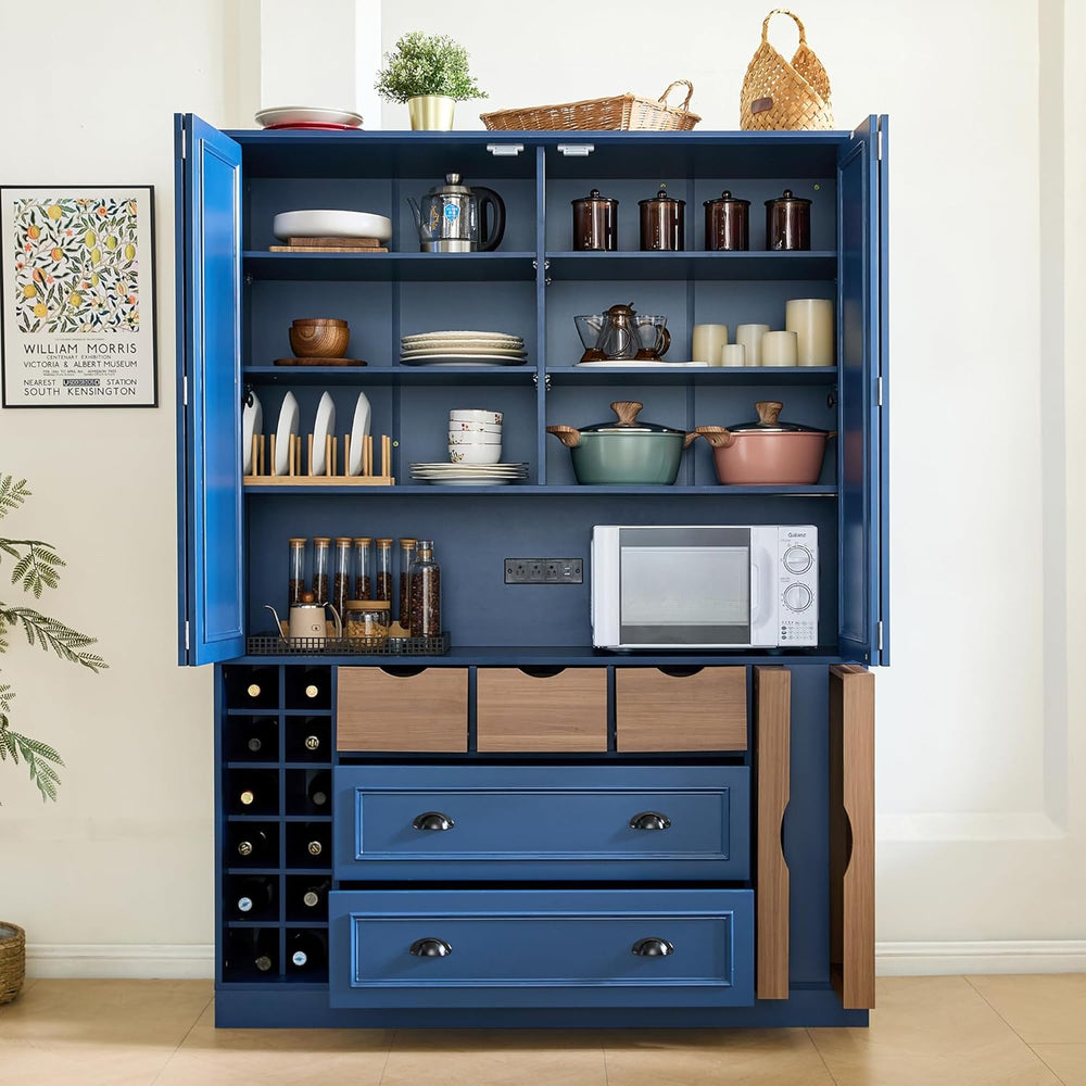 Polibi Farmhouse 71" Large Kitchen Pantry Cabinet with 4 Foldable Doors,...