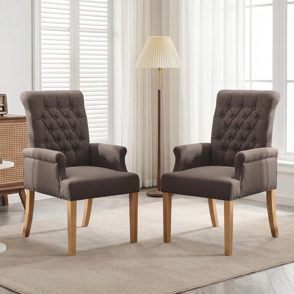 Upholstered Dining Chairs, Modern Fabric Dining Room Chairs with Arms, Tufted...