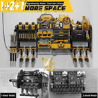 Power Tool Organizer Wall Mount, 3 Layer Tool Storage Rack, Drill Bit Heavy Duty Rack, Heavy Duty Metal Power Tools Storage Rack Tools Shelf with Charging Station for Garage Organization
