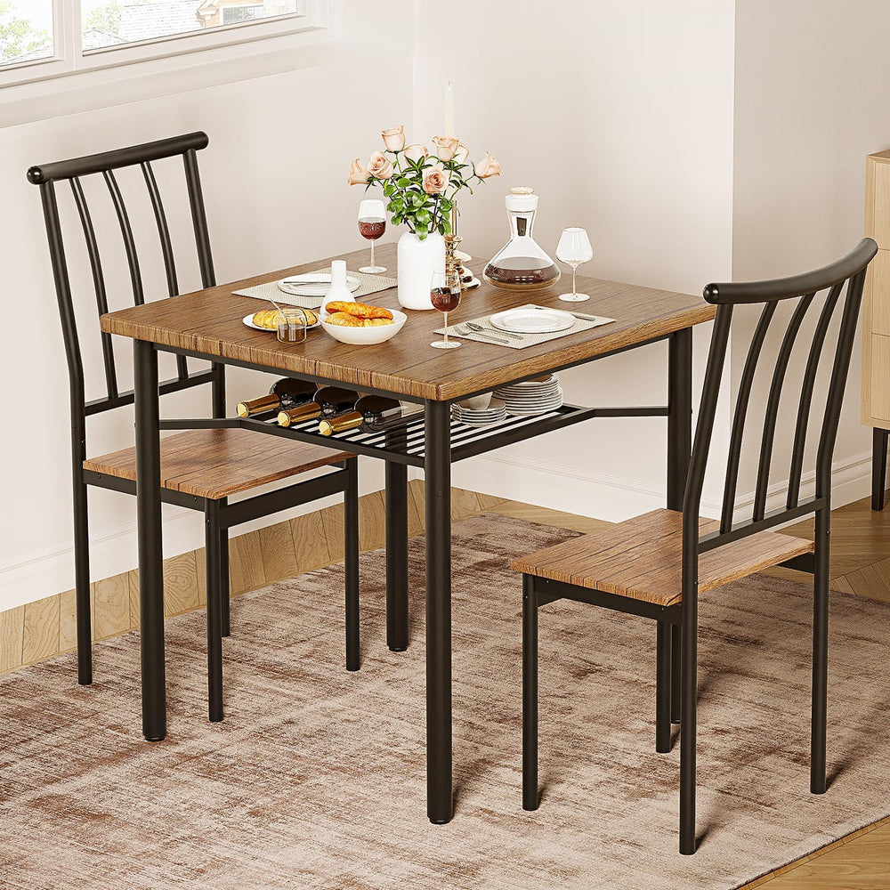 IDEALHOUSE 3-Piece Kitchen Dining Room Table Set with Wine Rack, Dining Table...