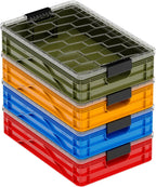 SIDIO Quarter Crate 4 Pack of Stackable Storage Bins - Organizer Bins with Dividers for Garage Organization, Home Storage - Heavy Duty Plastic Containers - 19.16” x 12.75”x 4.57” (Utility)