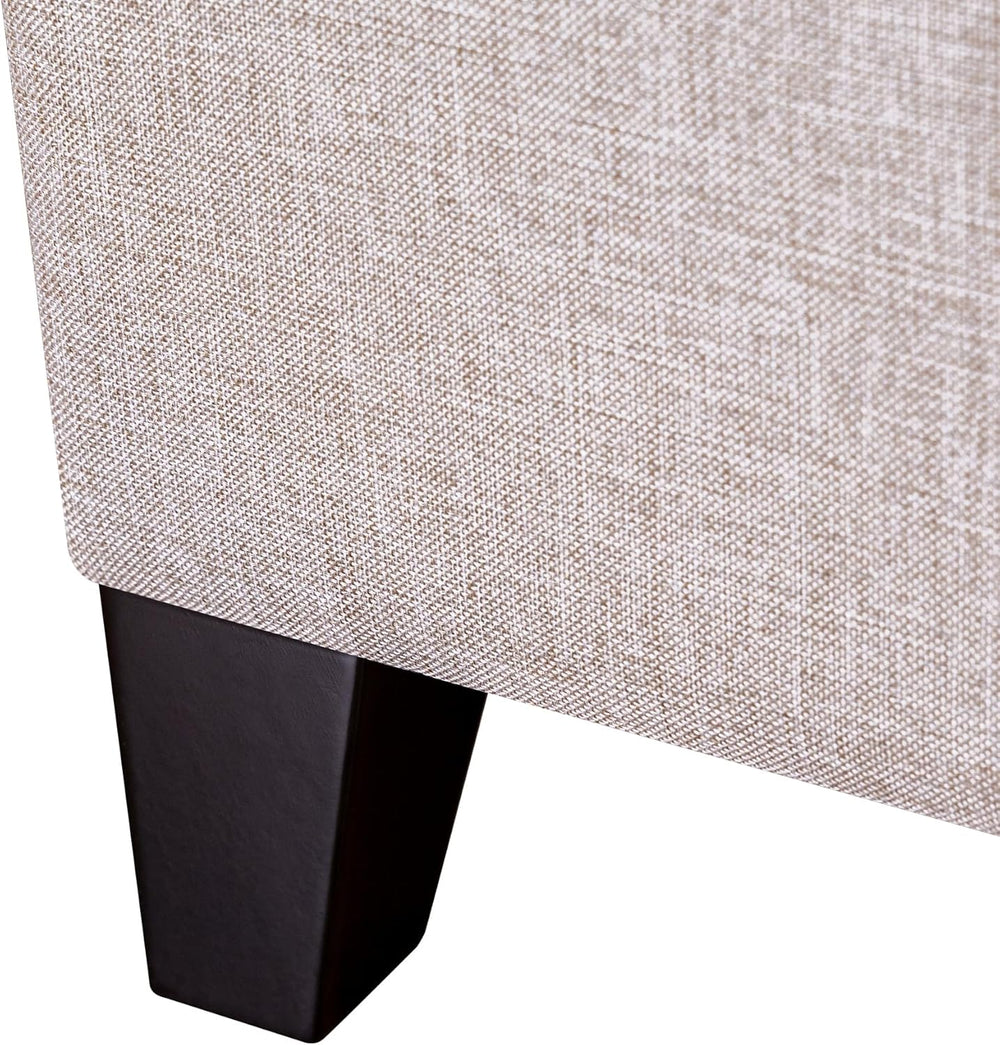 Adeco 18 Inch High Cube Ottoman Storage, Linen Chair Foot Stools, Upholstered...