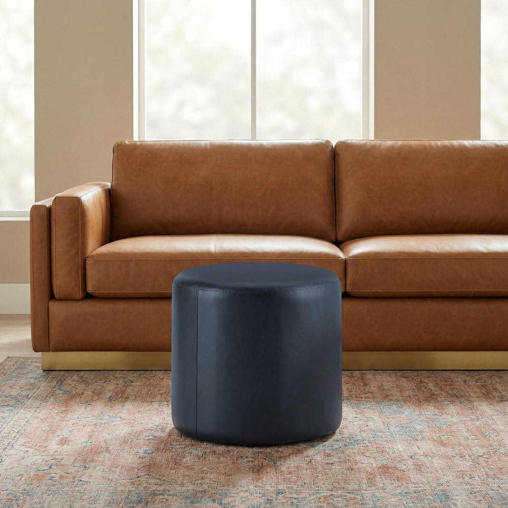 Studio Living® 19” Wentworth Ottoman Round Faux Leather Bench, Stationary Ott...