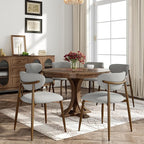 Dining Chairs Set of 6, Curved Back Kitchen Room Chairs with Metal Legs and Anti Slip Pads, Upholstered Dining Chair for Home and Restaurant, Light Grey