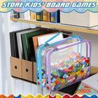 Sanwuta 6 Packs Toy Storage Bags, PVC Organizing Case Bags with Zipper, Waterproof Toy Container for Board Games, Building Blocks, Puzzles, Small Toys and Kids Books(Large,Cute Colors)