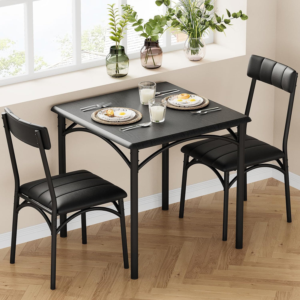 3-Piece Dining Table Set for 2, Kitchen Table Set with 2 Upholstered Chairs, ...