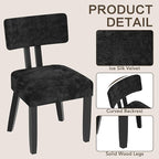 GOTMINSI Mid Century Modern Dining Chairs,Velvet Farmhouse Upholstered Kitchen Chairs, Accent Curved Backrest Dining Room Chairs with Hardwood Legs (Black, 6PCS)