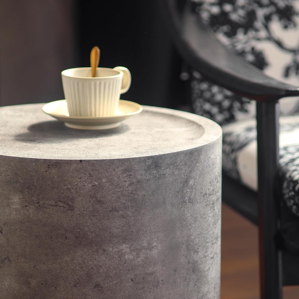 Round End Table with Mars Pattern for Living Room, Modern Drum Circle Side Ta...