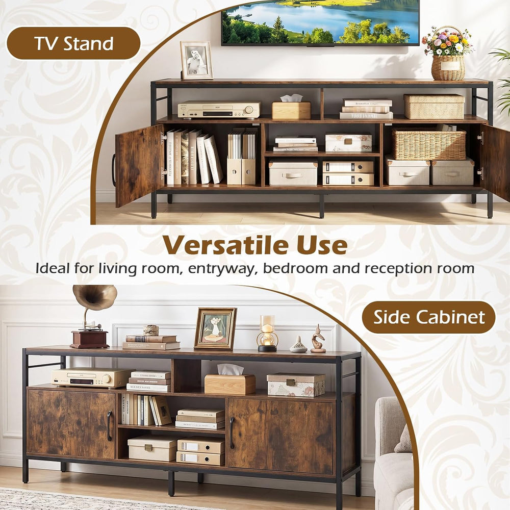 Tangkula Industrial TV Stand for TVs up to 65”, Entertainment Center with 2 S...