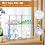 Baby Bottle Organizer, Stackable Storage Drawers with Label, Clear Station Organizers Container for Pacifiers, Pump Parts, Desk Organizer Bins for Bathroom, Cabinet, Pantry, Vanity, Countertop, 4 Pack