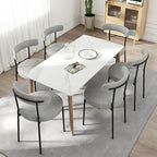 Boucle Dining Chairs Set of 2, Round Kitchen Chairs with Curved Backrest and Metal Legs, Upholstered Modern Style, Suitable for Living Room