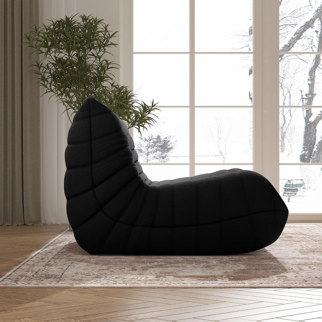 Bean Bag Chair, Memory Foam Bean Bag Sofa Large Bean Bag Chair for Adults, Bean Bag Chairs for Teens with High Density Comfortable Foam, Memory Foam Lazy Sofa for Living Room, Bedroom (Black)