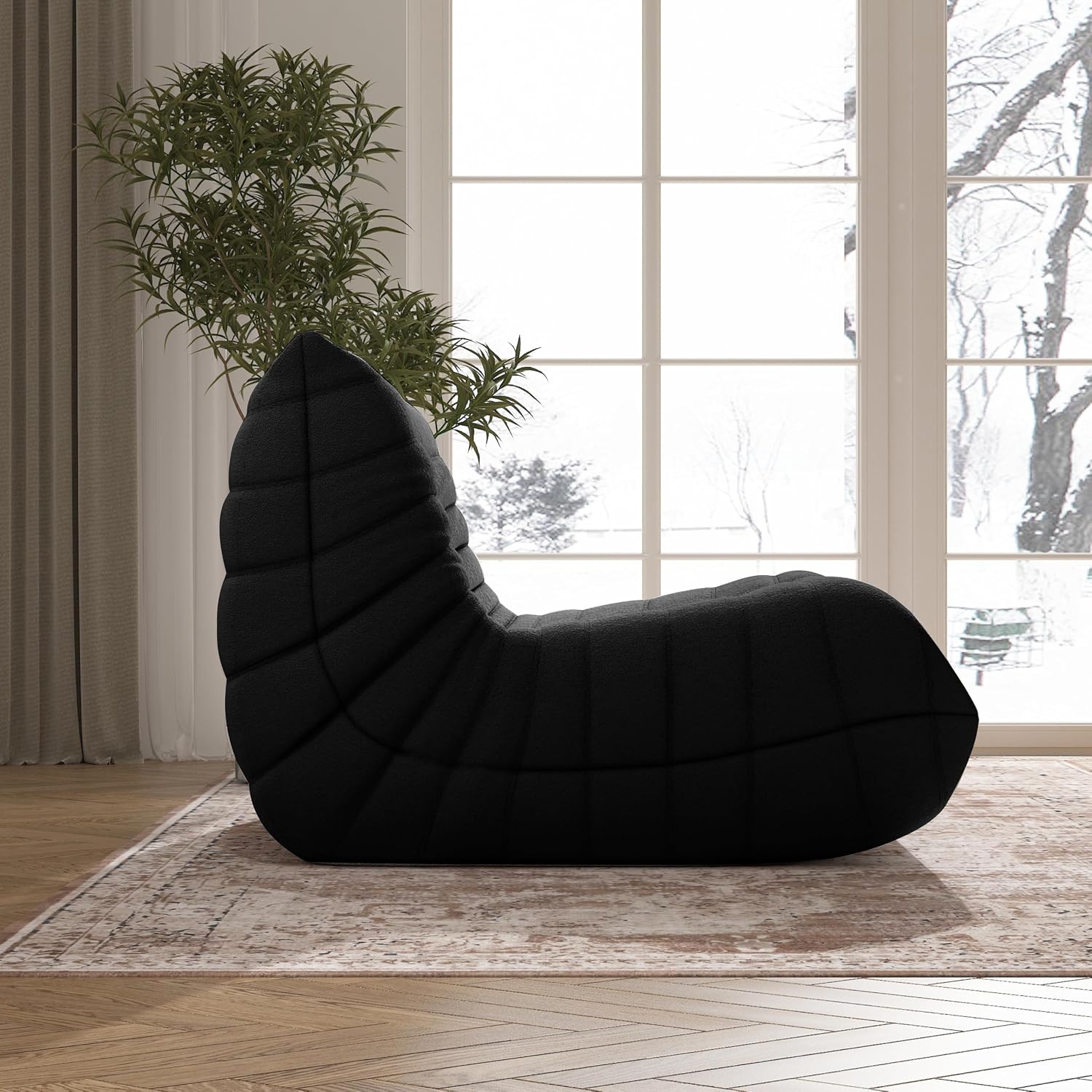 Bean Bag Chair, Memory Foam Bean Bag Sofa Large Bean Bag Chair for Adults, Bean Bag Chairs for Teens with High Density Comfortable Foam, Memory Foam Lazy Sofa for Living Room, Bedroom (Black)