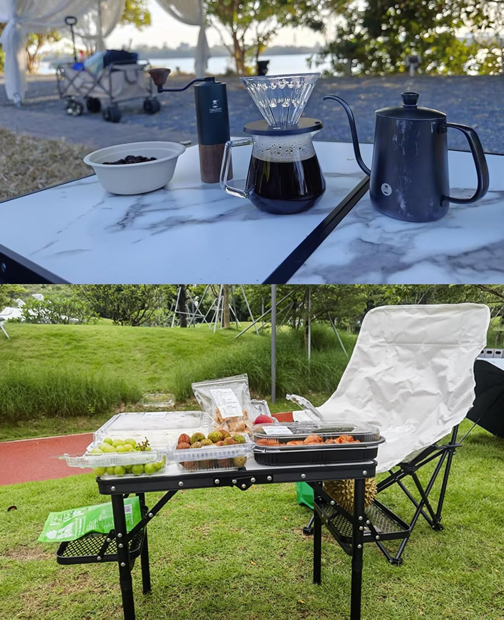 Titanker Small Camping Table Foldable 2ft, Folding Picnic Table with Side Rac...