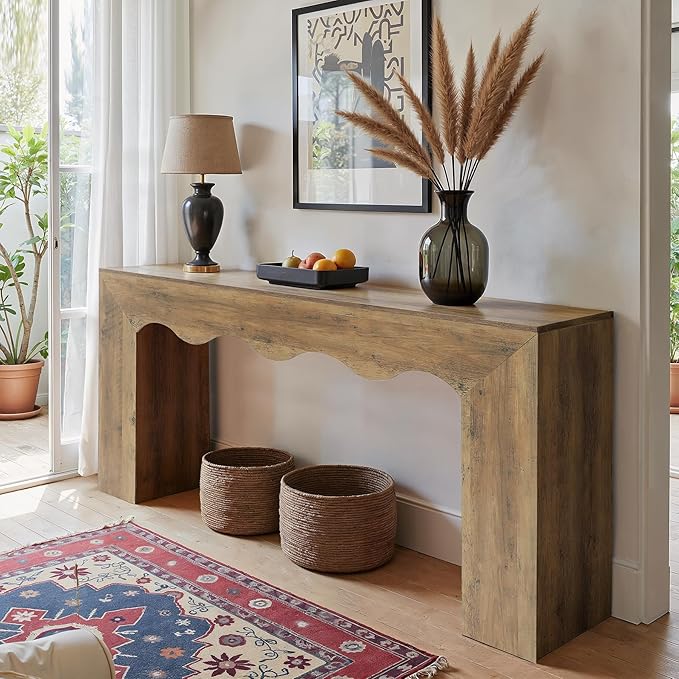 Tribesigns 63" Farmhouse Console Table, Wooden Couch Table Behind Sofa with Storage, Long Entryway Sofa Station, Narrow Console Stand with Base, Hallway Stand for Entryway, Living Room