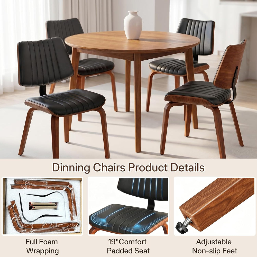 Mid Century Modern Dining Chairs Set of 4, Farmhouse Faux Leather Upholstered...