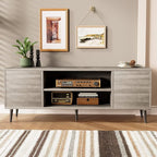 JUMMICO TV Stand for 65 Inch TV, Mid Century Modern TV Stand, Entertainment Center with Storage Cabinet and Open Shelves, TV Console Table Media Cabinet for Living Room, and Bedroom (Gray)