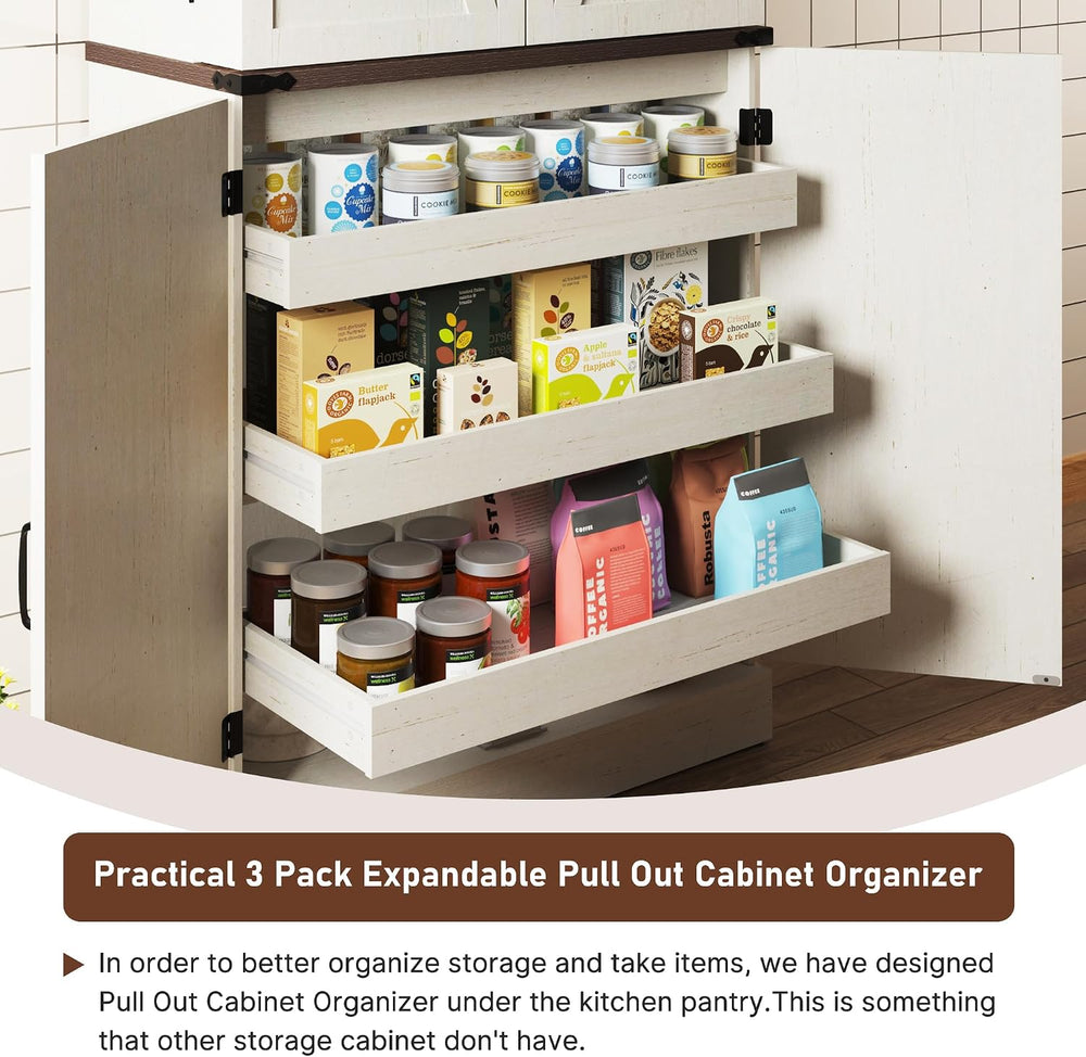 Farmhouse Kitchen Pantry Cabinet with 3 Drawers,71" Tall Rustic Wood Sto...