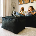 Big Joe Imperial Lounger Ottoman Foam Filled Bean Bag with Removable Cover, Black Plush, Soft Polyester, 2 feet