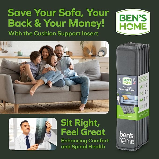 BEN'SHOME® Deep Couch Cushion Support for fix Sagging Seats - Heavy Duty Solid .5" Wood Sofa Support Board | Adjustable 58"-67" x 23" Under Cushion Insert | Non-Slip Furniture Saver | 400 LB Capacity