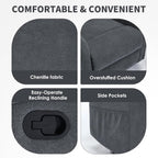 Trustyue Swivel Rocker Recliner Chair, 360° Swivel Recliner with Heat and Massage, Rocker Recliner Nursery Glider Chair with Side Pockets for Living Room (Grey, Fabric)