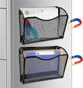 2-Pack Magnetic File Holder-File Folder Organizer, No Drilling Paper Document Holder, Large Capacity Office Hanging Magazine Rack for Refrigerator, File Cabinets, Whiteboard, Office