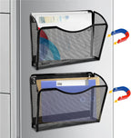 2-Pack Magnetic File Holder-File Folder Organizer, No Drilling Paper Document Holder, Large Capacity Office Hanging Magazine Rack for Refrigerator, File Cabinets, Whiteboard, Office