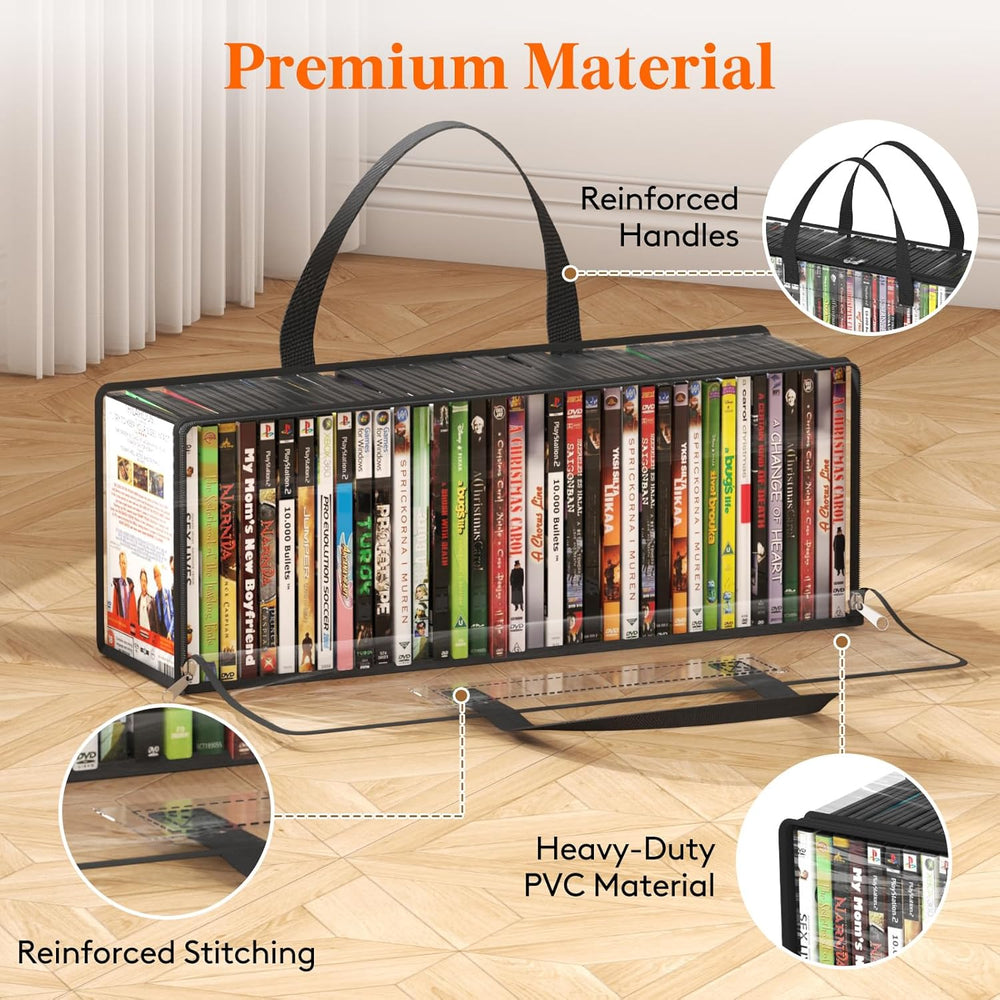 Lifewit DVD Storage Bags, Clear PVC DVD Case Holder with Handles, Front Windo...