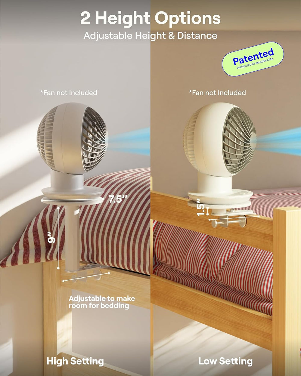 Smallish FanShelfie Adjustable Fan Holder for Dorm Room - White | Bunk & ...