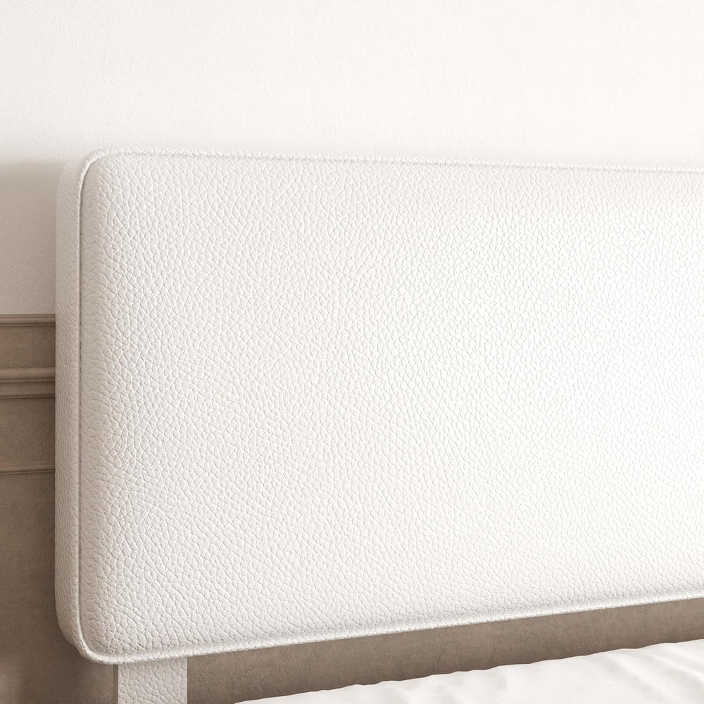 Sismplly King Size Upholstered Bed Frame with Adjustable Headboard, Faux Leat...