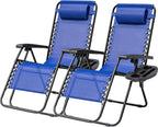 Devoko Zero Gravity Chair, Foldable Patio Recliner with Cup Holder, Blue | Padded Design, Heavy Duty, Supports 350 LBS, Anti-Gravity, for Camping, Outdoor, Lawn Use