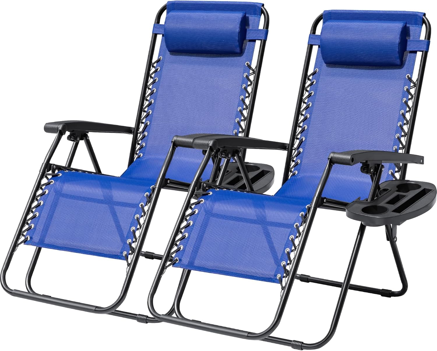 Devoko Zero Gravity Chair, Foldable Patio Recliner with Cup Holder, Blue | Padded Design, Heavy Duty, Supports 350 LBS, Anti-Gravity, for Camping, Outdoor, Lawn Use