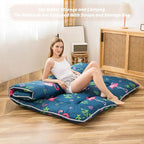 MAXYOYO Japanese Floor Mattress Futon Mattress, 4" Thicken Tatami Mat Sleeping Pad Foldable Roll Up Mat Boys Girls Dormitory Pad Kids Floor Lounger Pillow Bed, Charcoal Grey, Queen Size