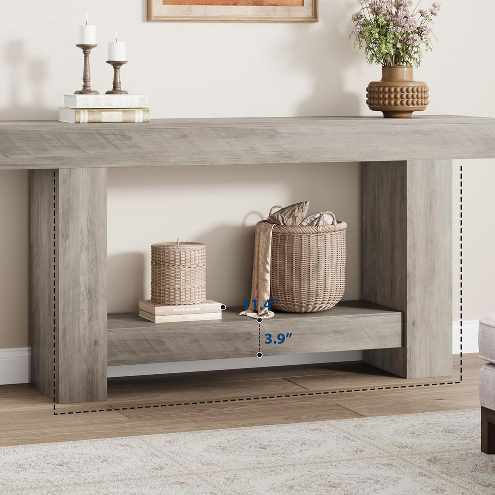 GAOMON 63" Farmhouse Console Table for Entryway - 2-Tier Storage Shelf, ...