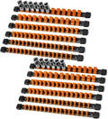 Socket Organizer Drive ABS Tools - Orange Socket Holder, Premium Quality 12 Pieces Socket Holders Kit 1/4-Inch x 64 Clips, 3/8-Inch x 60 Clips, 1/2-Inch x 48 Clips（12PC,Orange)