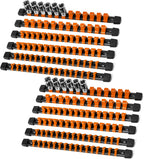 Socket Organizer Drive ABS Tools - Orange Socket Holder, Premium Quality 12 Pieces Socket Holders Kit 1/4-Inch x 64 Clips, 3/8-Inch x 60 Clips, 1/2-Inch x 48 Clips（12PC,Orange)