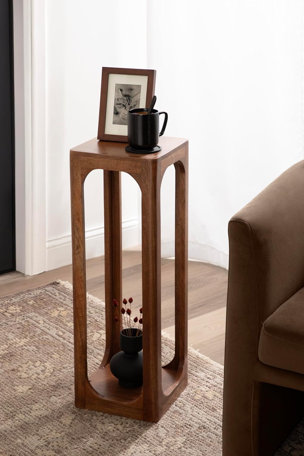 Kate and Laurel Dahl Mango Wood Square Tea Table, 10 x 10 x 30, Walnut Brown,...