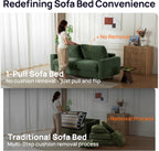 Pull Out Sofa Bed, No Cushion Removal, Queen Sleeper Sofa with USB Fast Charging, Memory Form Mattress, 2-in-1 Convertible Comfy Loveseat Couch Bed for RV, Apartment, and Small Spaces (Green)