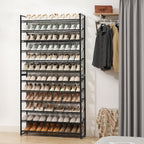 Nunsino Shoe Rack, Long Shoe Organizer,Max Holds 75 Pairs,12 Tier Metal Shoe Storage Shelf,6-Tier Stackable Shoes Organizer for Garage, Entryway,Black