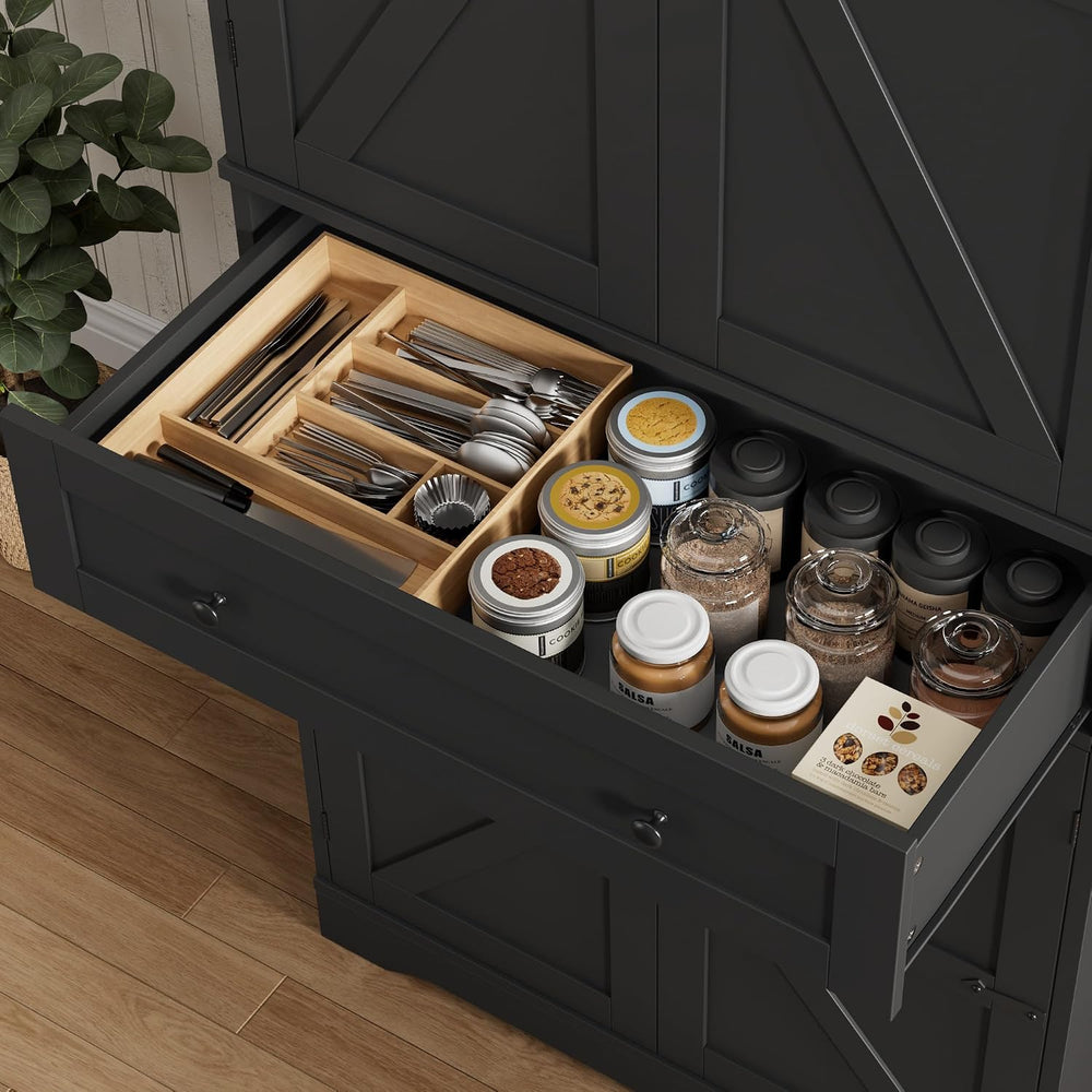 HOSTACK 71" Tall Pantry Cabinet, Farmhouse Kitchen Pantry with Storage S...
