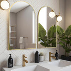 Arched Wall Mirror 24"X36", Gold Bathroom Vanity Mirrors for Over Sink, Modern Farmhouse Mirror Wall Mounted, Curved Arch Design for Bedroom, Living Room & Home Decor
