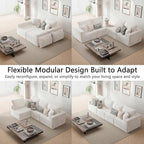 Homall Sectional Couches for Living Room, Modern Boneless Couch with Deep Seat, Upholstered Cloud Sofa, No Assembly Required (Beige, Four-Seater Sofa)