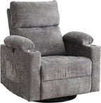 Electric Power Swivel Glider Rocker Recliner Chair with Headrest Adjustable Armrests Heat Massage Function Sofa for Living Room Home Furniture