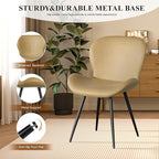 Nalupatio Dining Chairs Set of 6, Modern Dining Room Chairs Comfy Backrest Thick Upholstered Kitchen Chairs 19IN Height with Metal Legs Beige（Pu Leather）