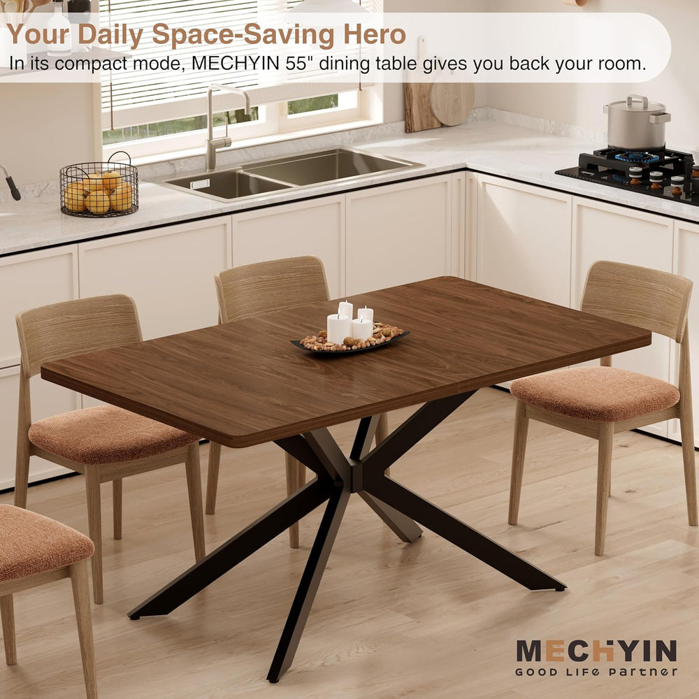 Extendable Dining Room Table for 4 6 8, 55"-70.9" Long Rectangle Ki...
