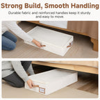 StorageWorks Underbed Storage with Lid, 2-Pack Under Bed Storage Containers for Clothes, Bedding, and Sweaters, Beige