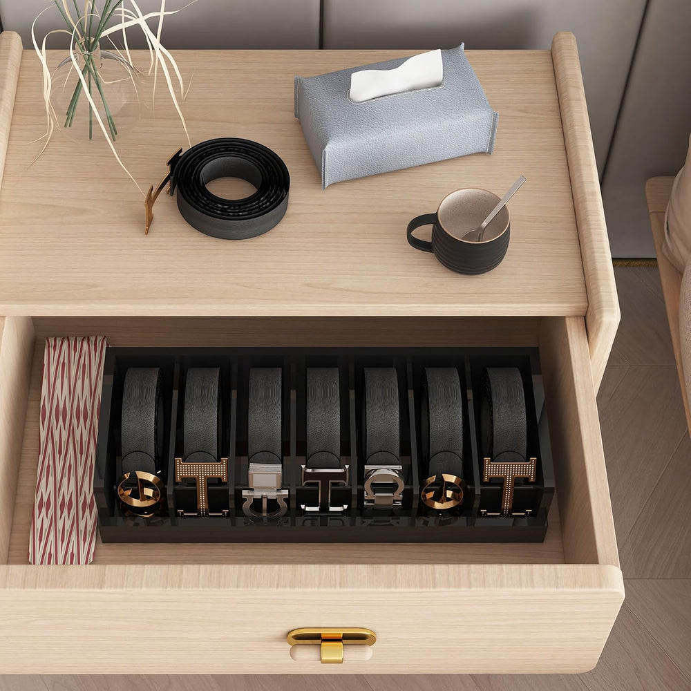 Belt Organizer for Drawer - Bamboo Belt Storage Organizer | Belt Rack for Clo...