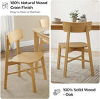 CHITA Soild Wood Dining Chairs Set of 4, Mid Century Modern Oak Wood Kitchen Chairs with Curved Backrest, Dining Room Chair for Kitchen, Restaurant